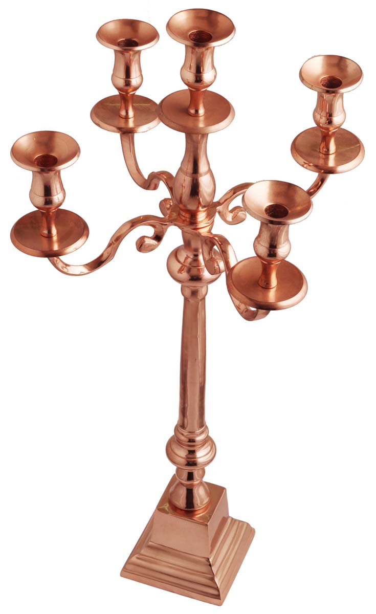 32” Aluminum Candelabra with 5 Holders – Copper Tone – Antique-Look Home Décor / Gifts